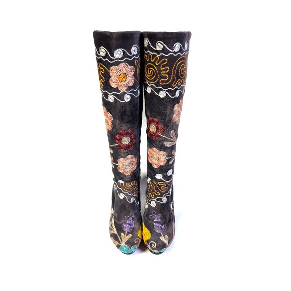 DEMIR FLORAL EMBROIDERED Heeled BOOT Womens Size 36 | US 6 - Picture 3 of 11